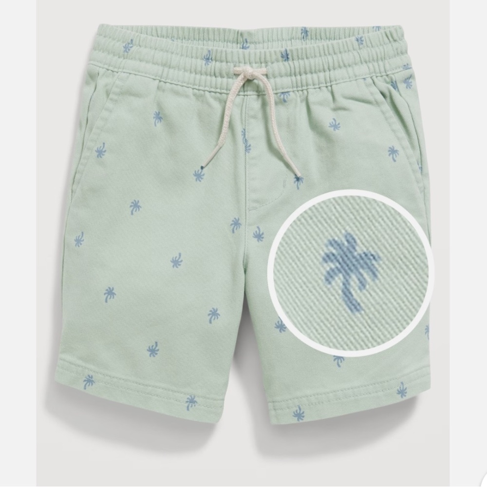 Old Navy Green Palm Print - Functional-Drawstring Shorts for Toddler Boys